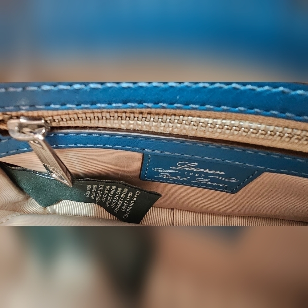 Ralph Lauren Blue Leather Mini Messenger Crossbody Bag - Picture 2 of 15